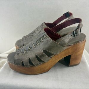 Bed Stu Icicle Rustic Leather Platform Slingback Clogs size 9.5